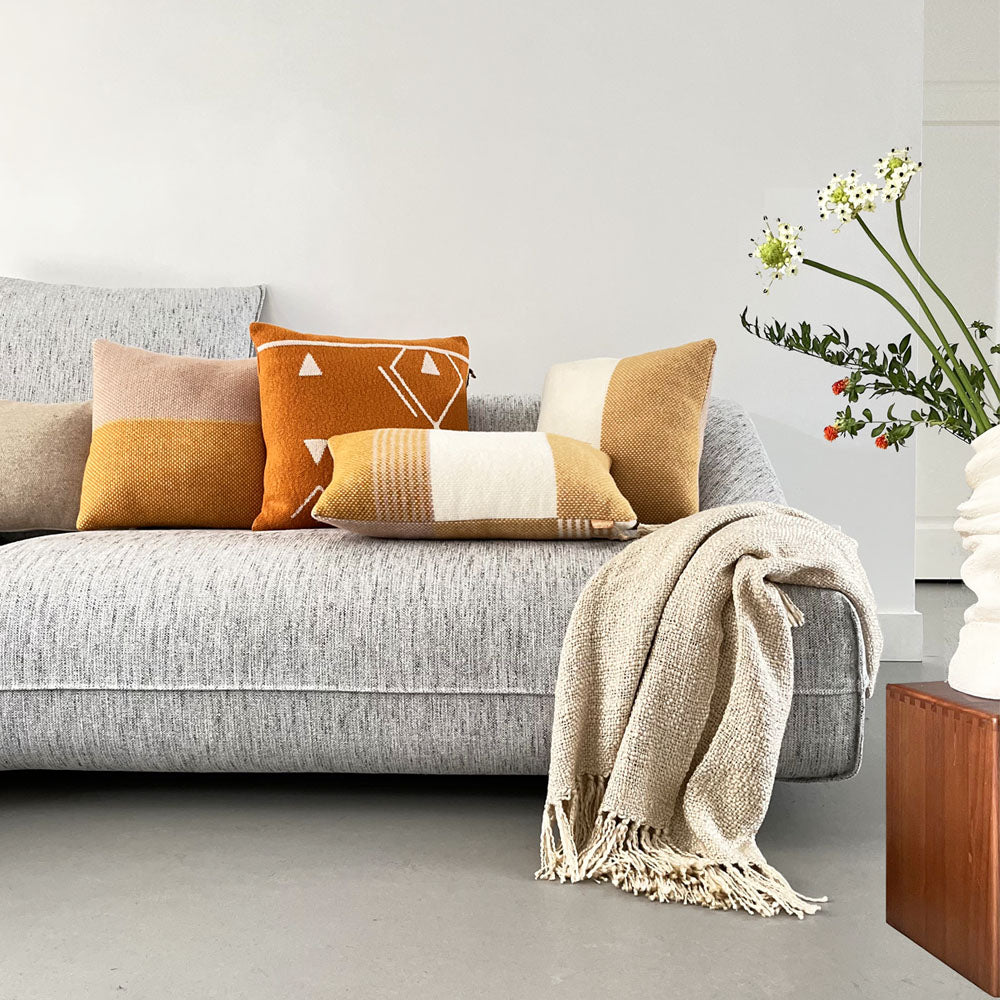 Malagoon Festivity cushion - yellow, ochre, off-white - 45x45cm 100% wool