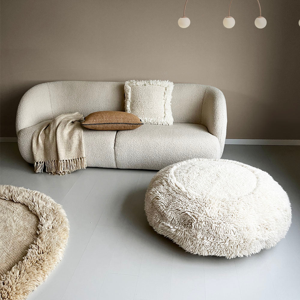 Malagoon Eboya pouf - off-white - Ø 100cm H 45cm 100% wool