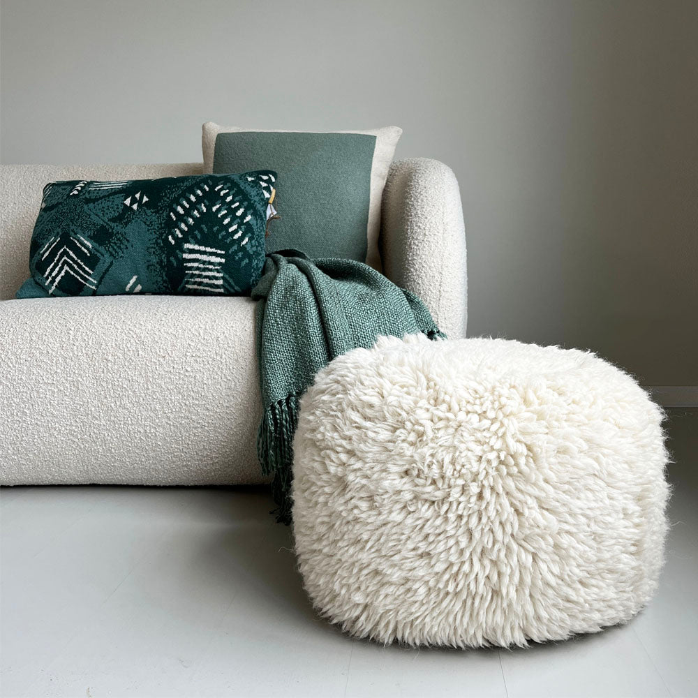 Malagoon Eboya pouf - off-white - Ø 50cm H 35cm 100% wool