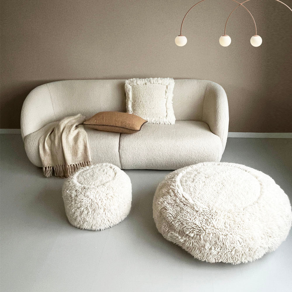 Malagoon Eboya pouf - off-white - Ø 50cm H 35cm 100% wool