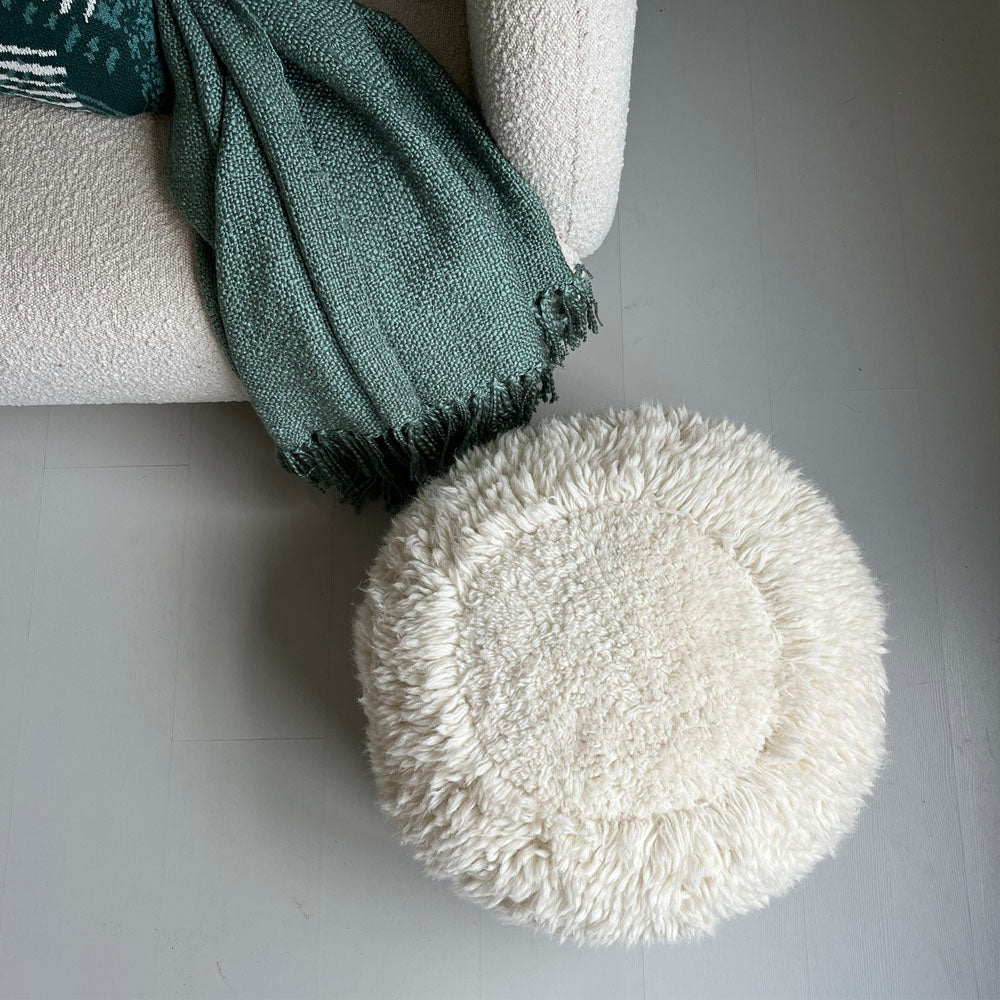 Malagoon Eboya pouf - off-white - Ø 50cm H 35cm 100% wool