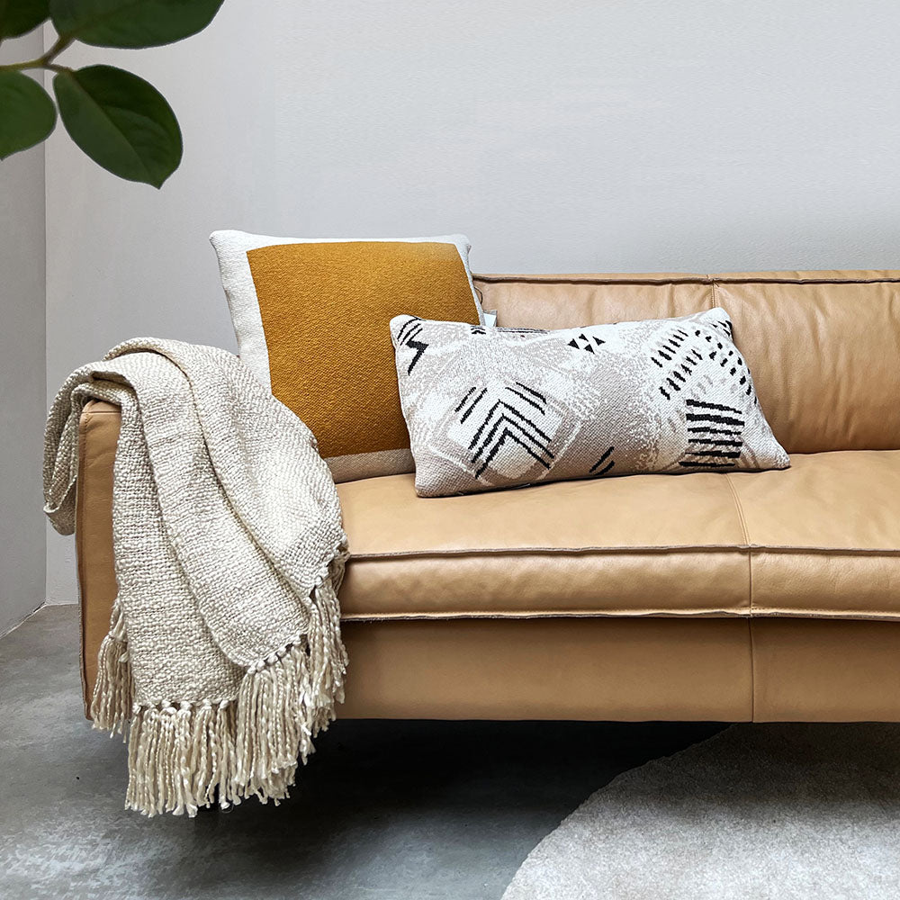 Malagoon Cushion Funny Block Dye - Off-white - 35x60cm 100% Organic Cotton