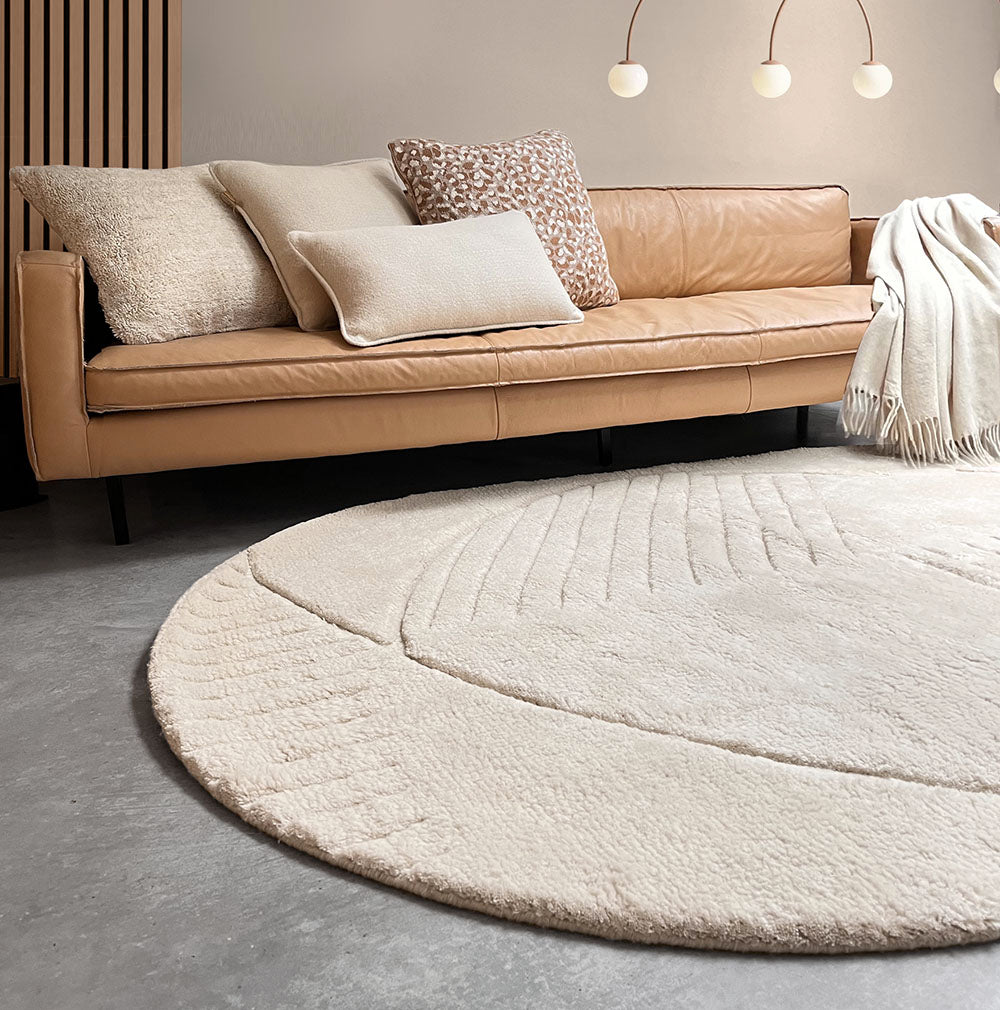 Malagoon Oval Funky rug - cream white - 157x238cm 100% wool