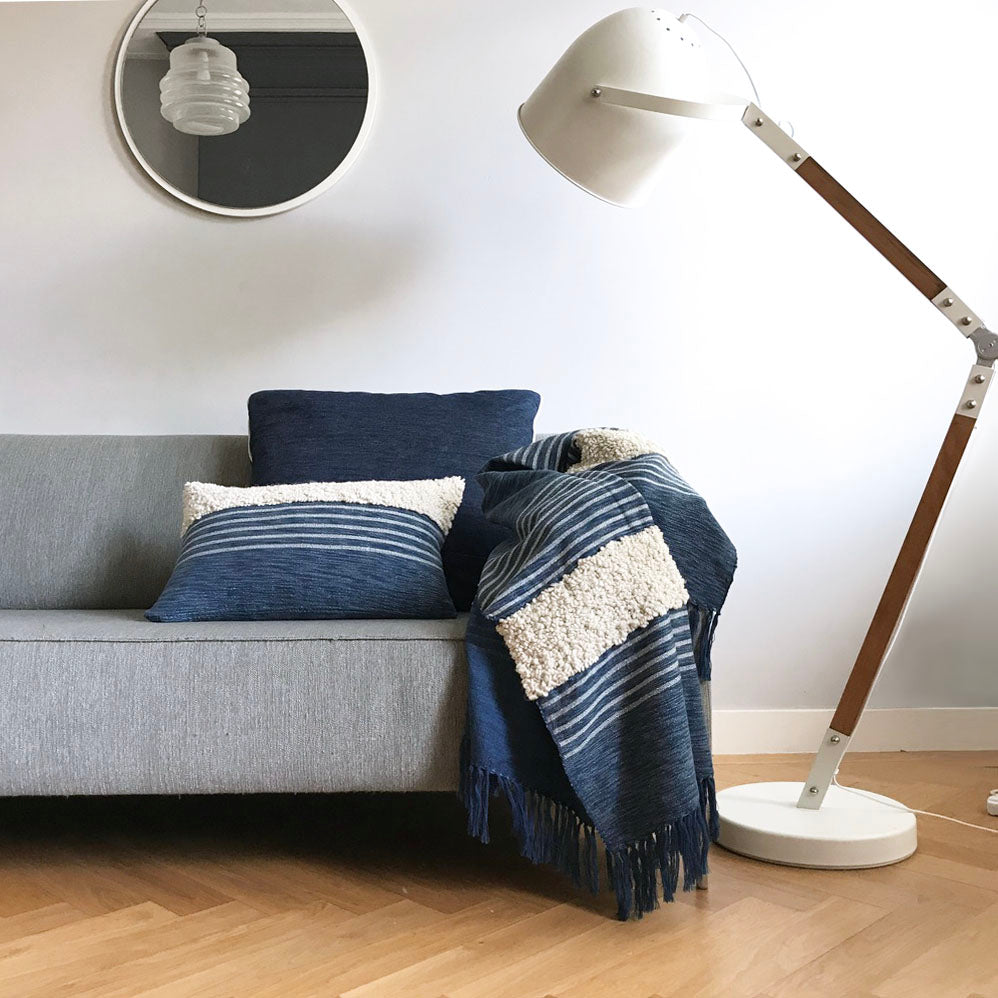 Malagoon Tribal throw - indigo blue mélange - 125x150cm