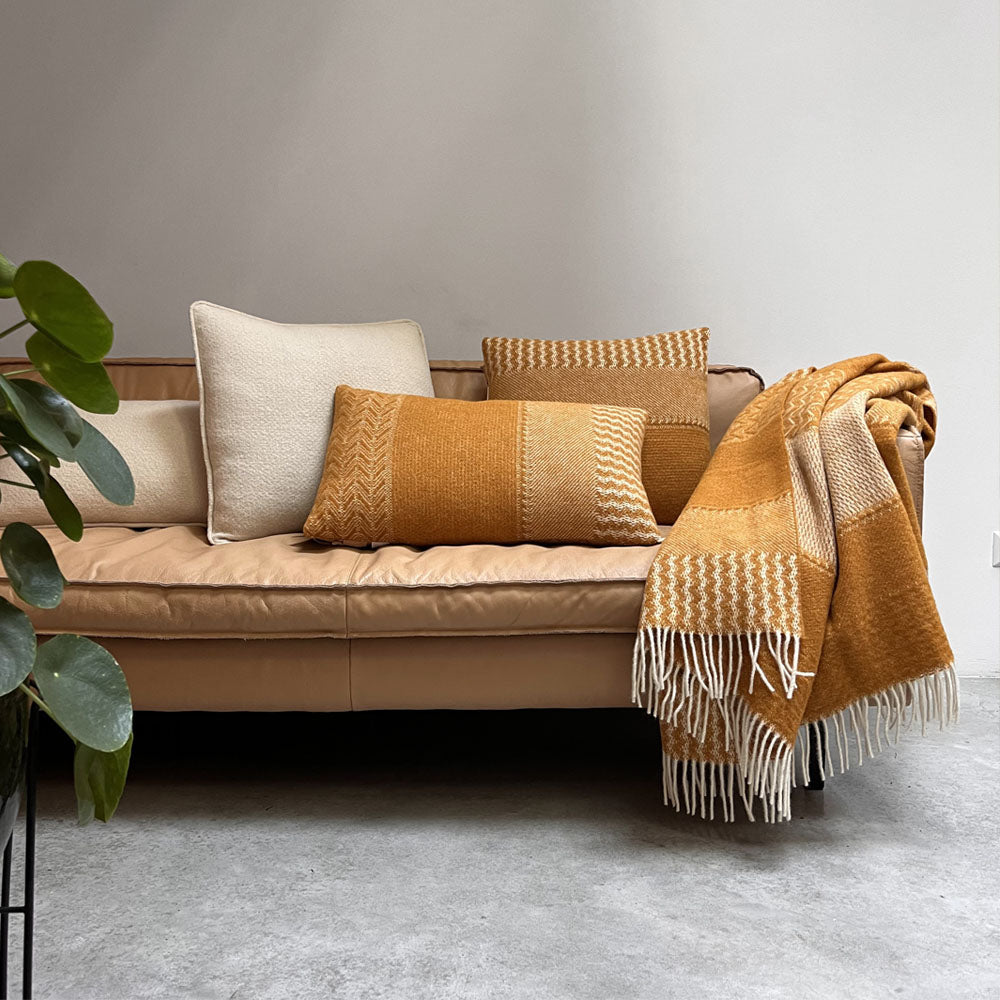 Malagoon Uptown cushion - ochre - 45x45cm 100% wool