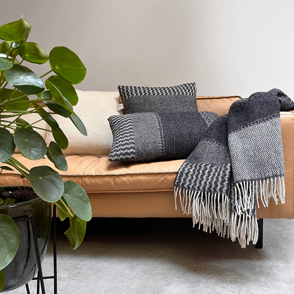 Malagoon Uptown Cushion - Black - 35x60cm 100% Wool