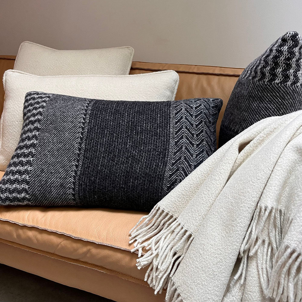 Malagoon Uptown Cushion - Black - 35x60cm 100% Wool
