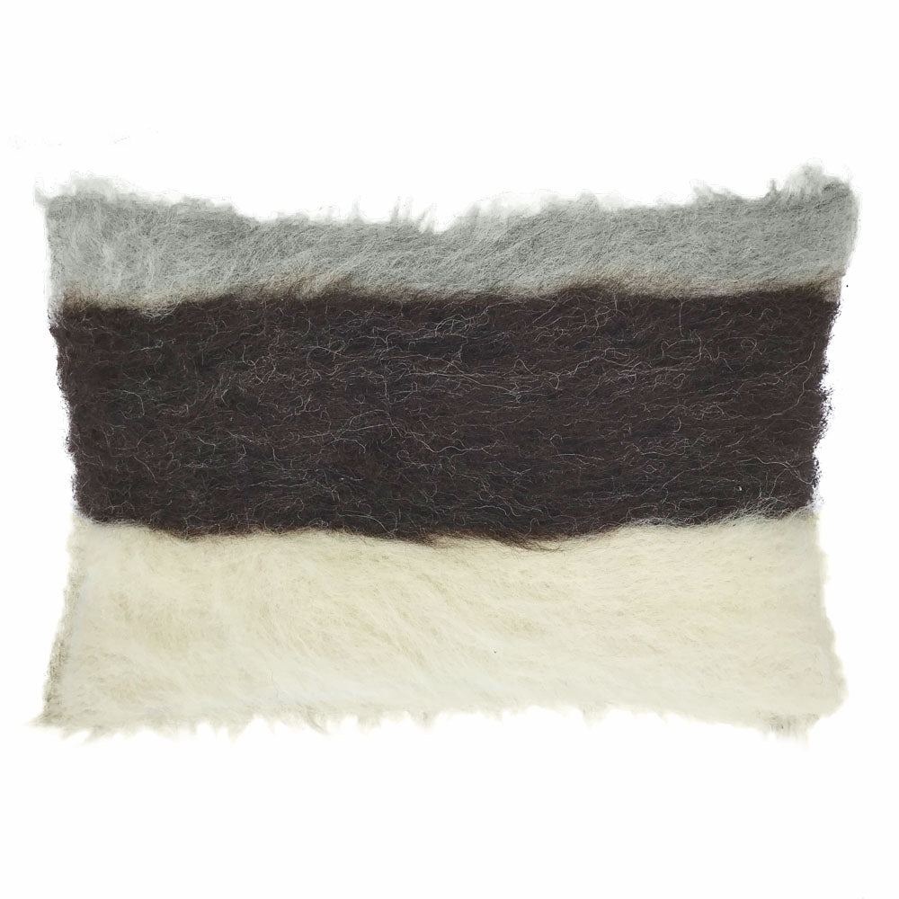 Malagoon Bigstripe cushion - black, grey, white - 40x70cm 100% wool