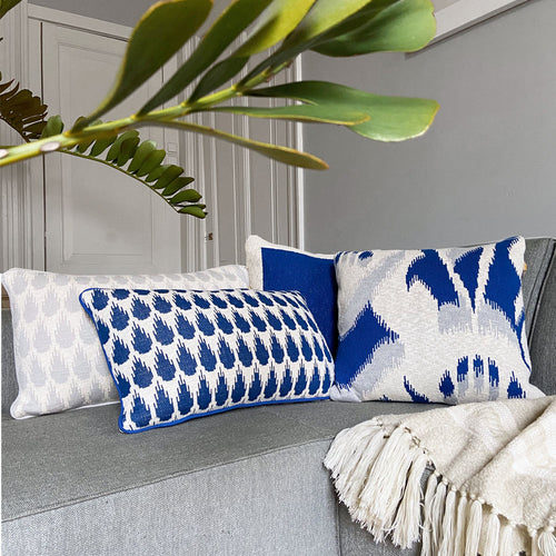 Malagoon Botanic mini cushion - blue - 35x60cm 100% organic cotton