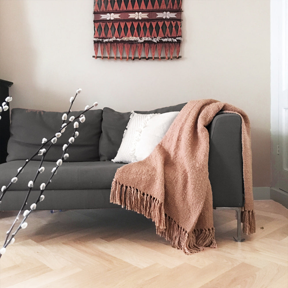 Malagoon throw Solid - brushed pink - 125x150cm