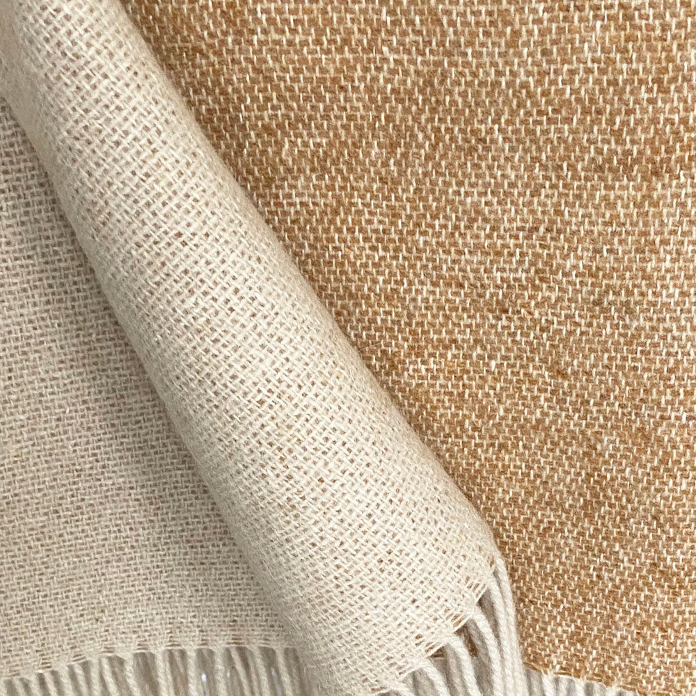 Malagoon throw - camel beige reversible - 130x170cm recycled wool