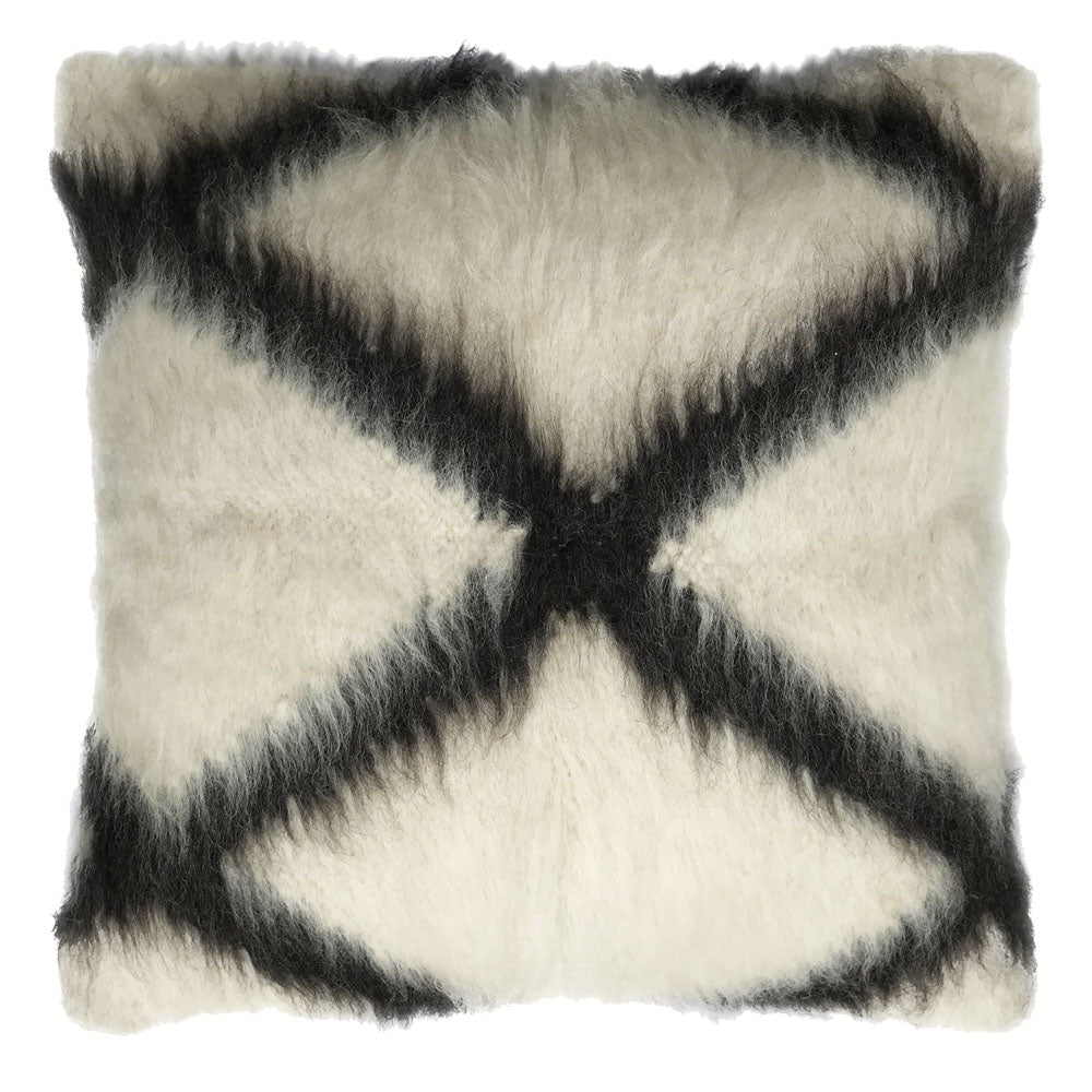 Malagoon floor cushion Cross - off-white, black motif - 90x90cm 100% wool