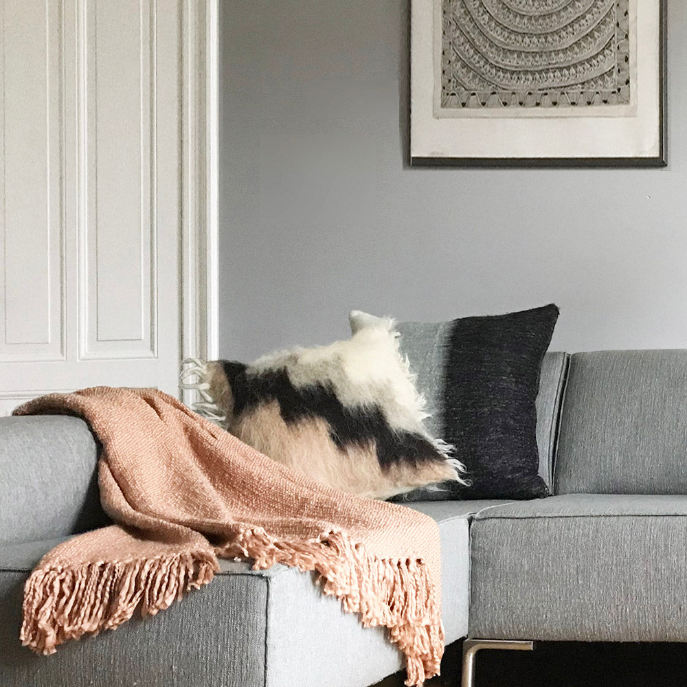 Malagoon cushion Stairway brush - off-white, grey-pink shades - 50x50cm 100% wool