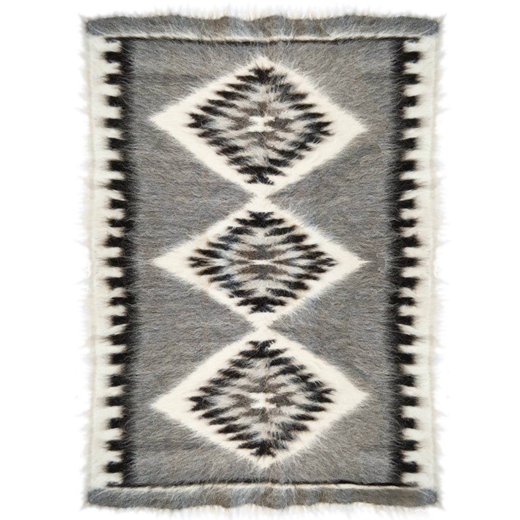 Malagoon rug Pattern 3 - off-white, shades of grey - 150x200cm 100% wool