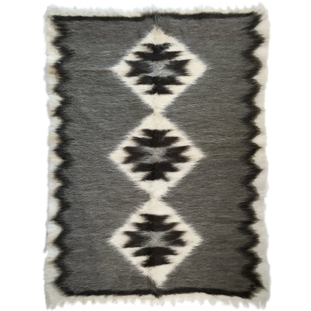Malagoon rug Pattern 4 - off-white, shades of grey - 150x200cm 100% wool