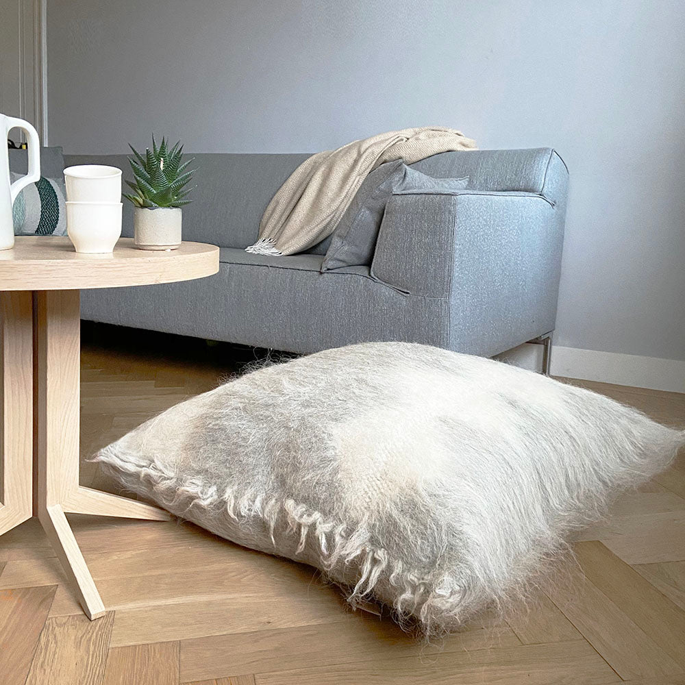 Malagoon floor cushion Diamond - light grey - 90x90cm 100% wool