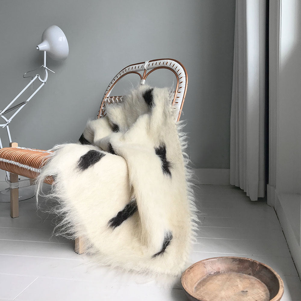 Malagoon throw Dotted - off-white, black - 75x125cm 100% wool