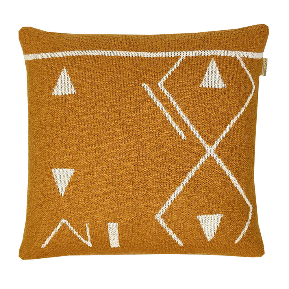 Malagoon Fantasy cushion - ochre yellow - 50x50cm 100% organic cotton