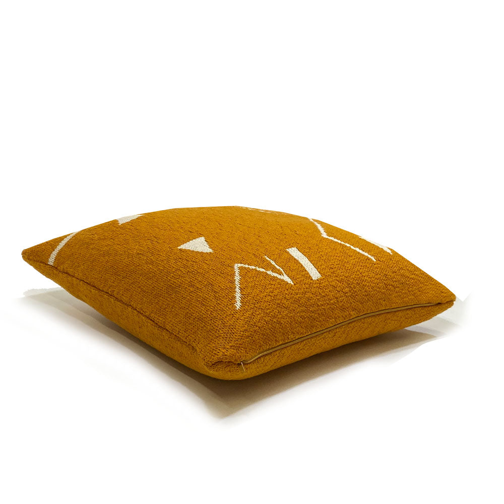Malagoon Fantasy cushion - ochre yellow - 50x50cm 100% organic cotton