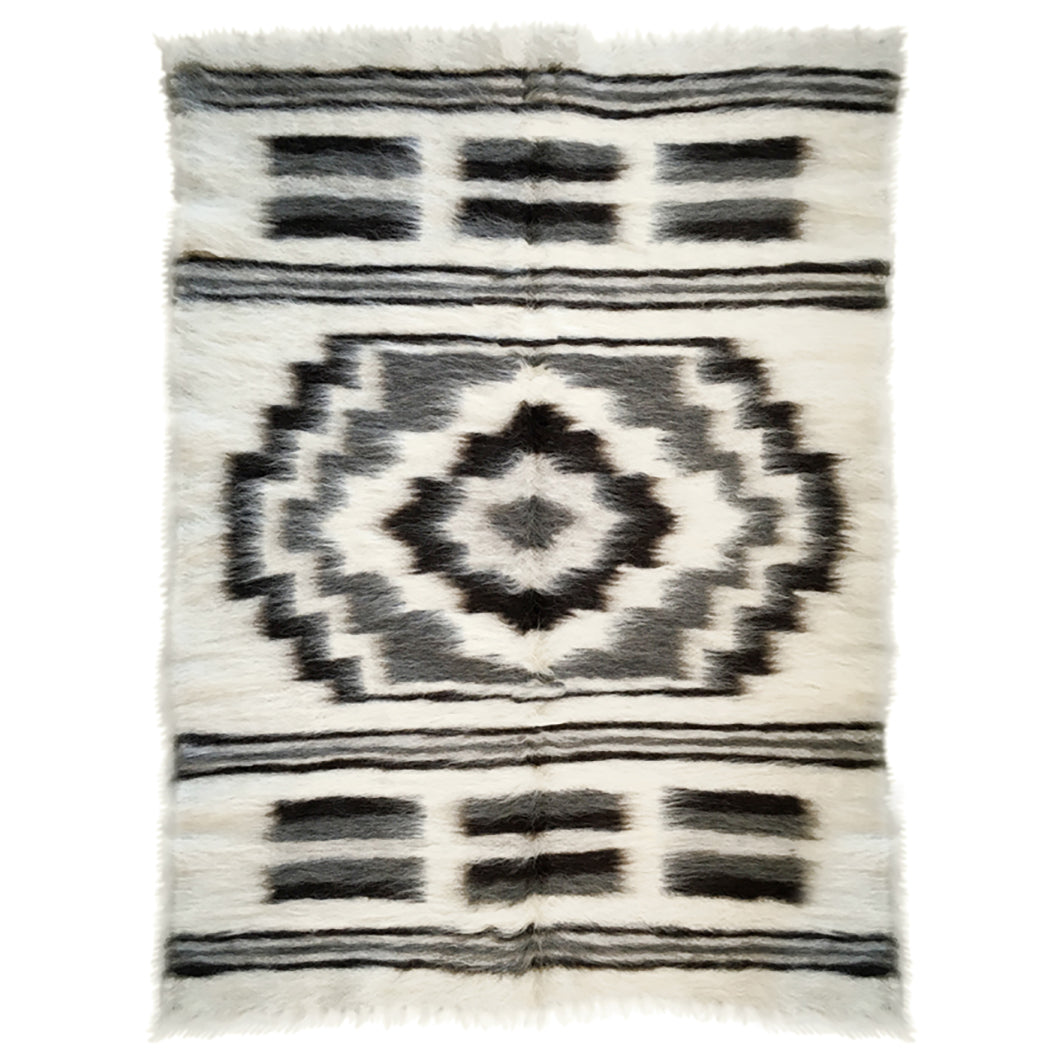 Malagoon rug Pattern 2 - off-white, shades of grey - 150x200cm 100% wool