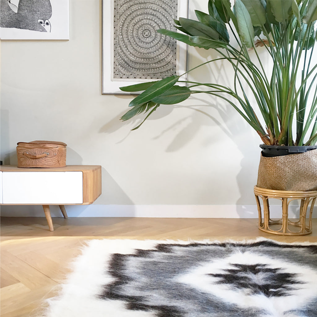 Malagoon rug Pattern 2 - off-white, shades of grey - 150x200cm 100% wool