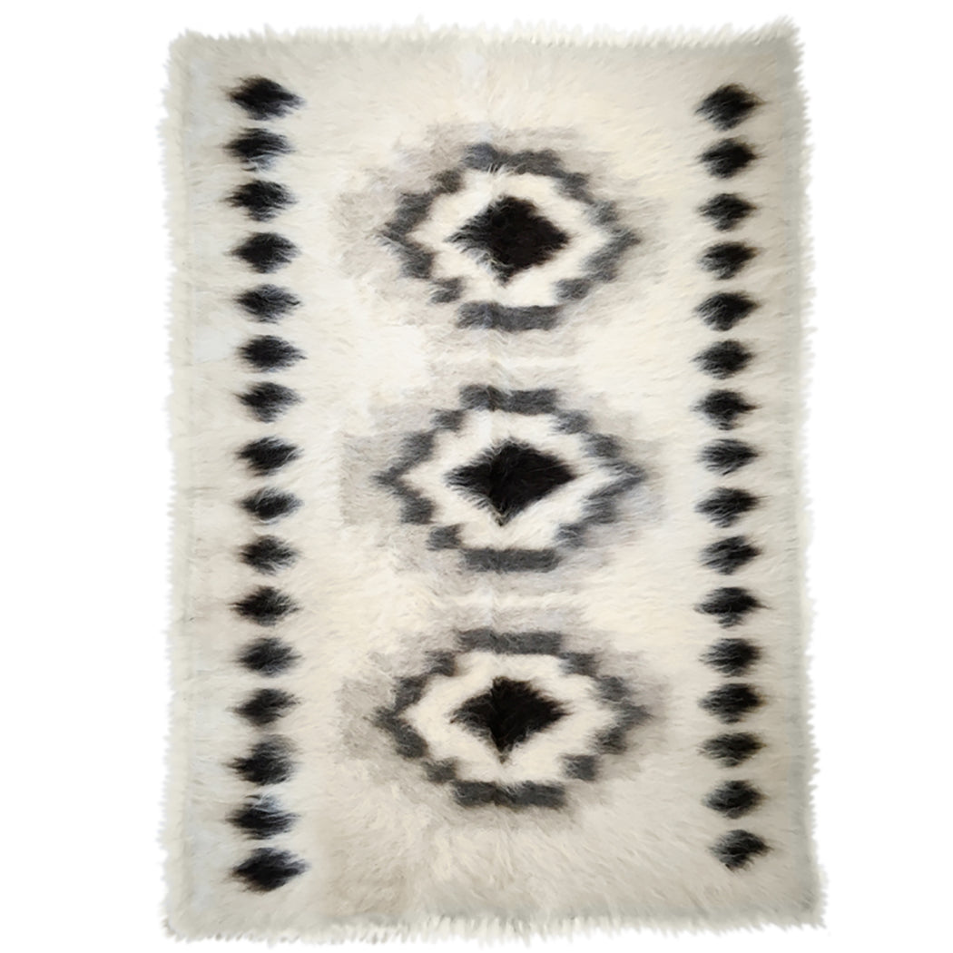 Malagoon rug Pattern 6 - off-white, shades of grey - 150x200cm 100% wool