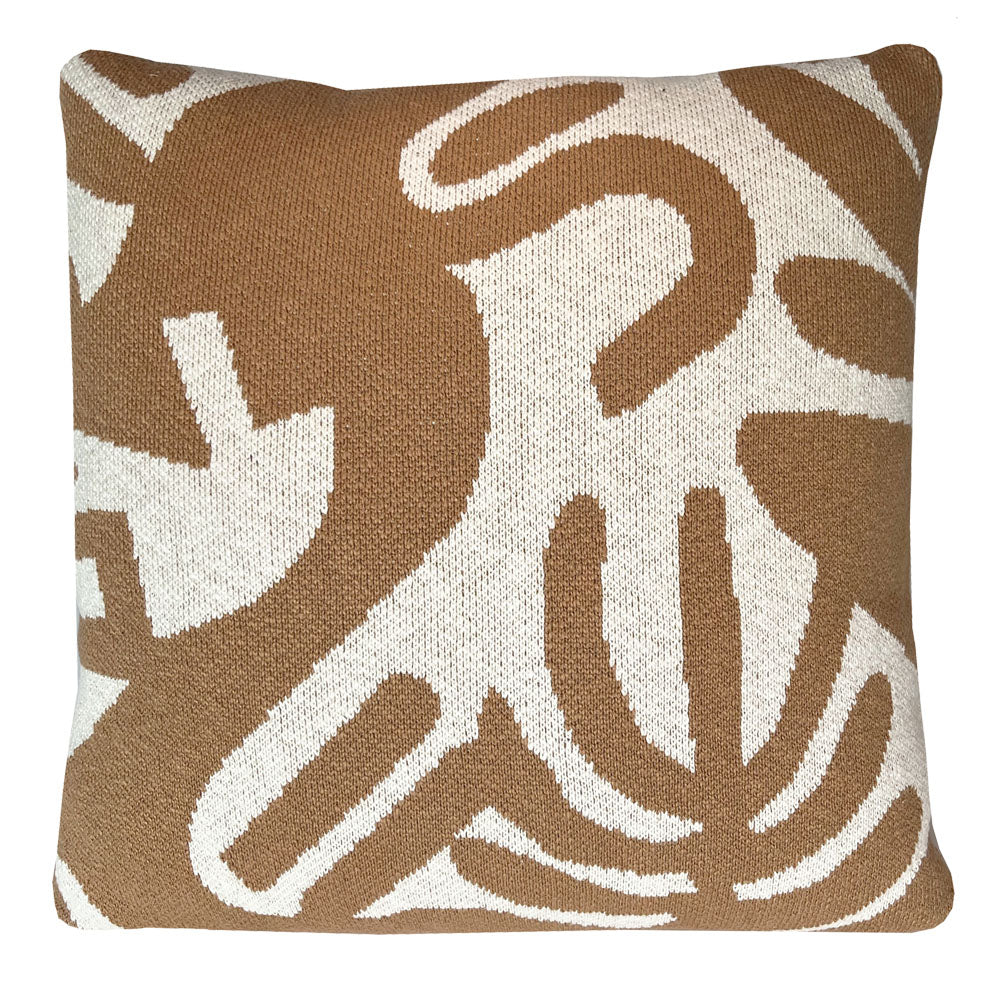Malagoon Floral Victory cushion - fudge - 50x50cm 100% organic cotton