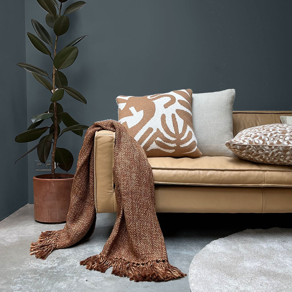 Malagoon Floral Victory cushion - fudge - 50x50cm 100% organic cotton