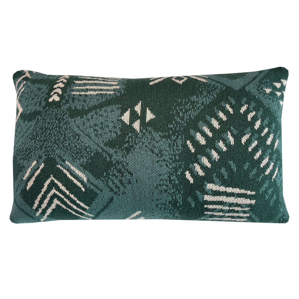 Malagoon Funny Block Dye cushion - green - 35x60cm 100% organic cotton