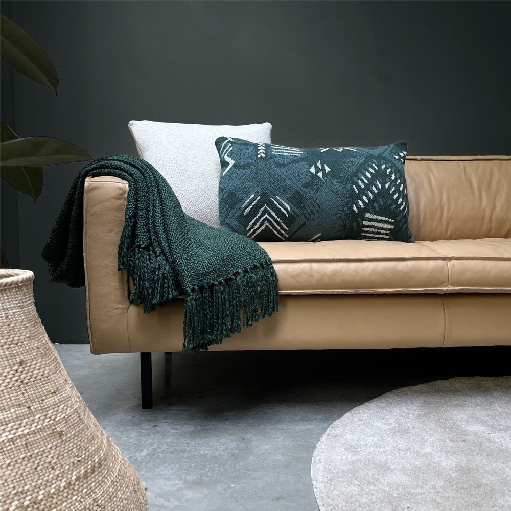 Malagoon Funny Block Dye cushion - green - 35x60cm 100% organic cotton