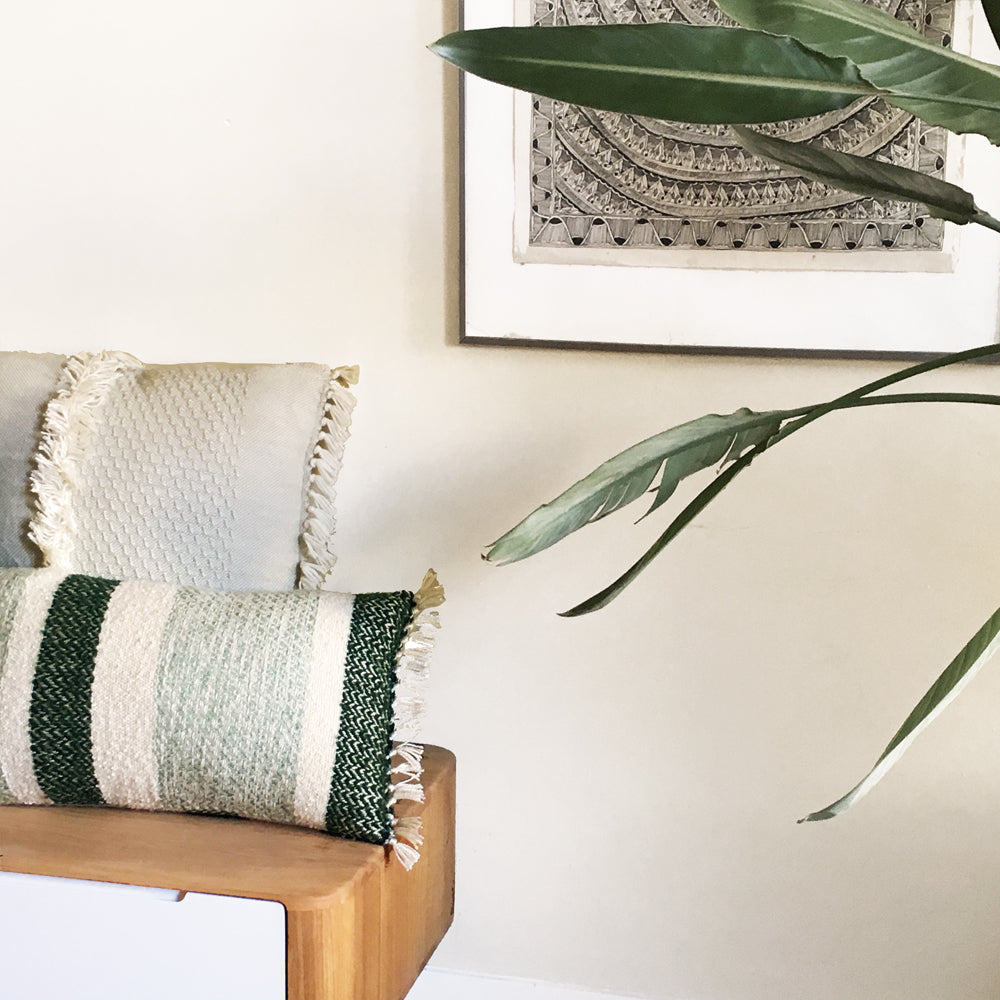 Malagoon Berber cushion - grainy green - 35x60cm