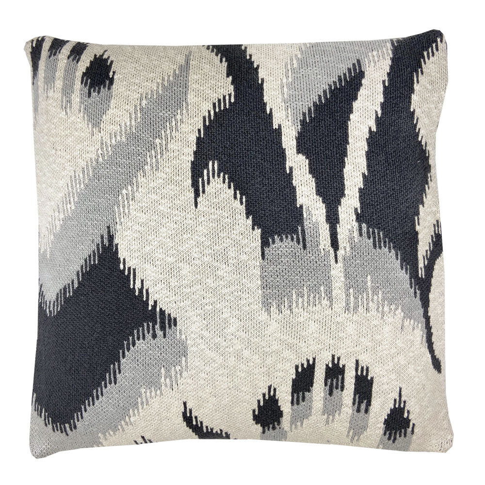 Malagoon cushion Ikat - anthracite - 50x50cm 100% organic cotton