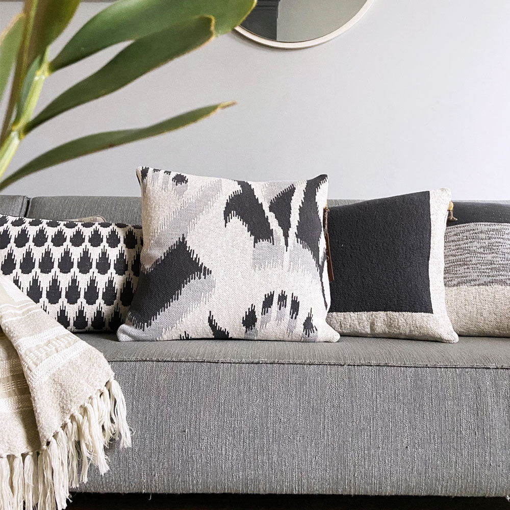 Malagoon cushion Ikat - anthracite - 50x50cm 100% organic cotton