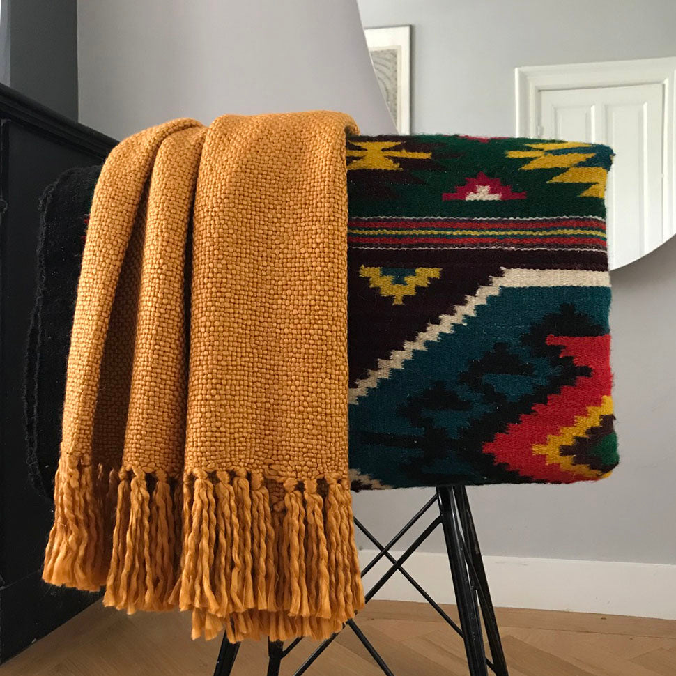 Malagoon throw Inca - ocher yellow - 125x150cm