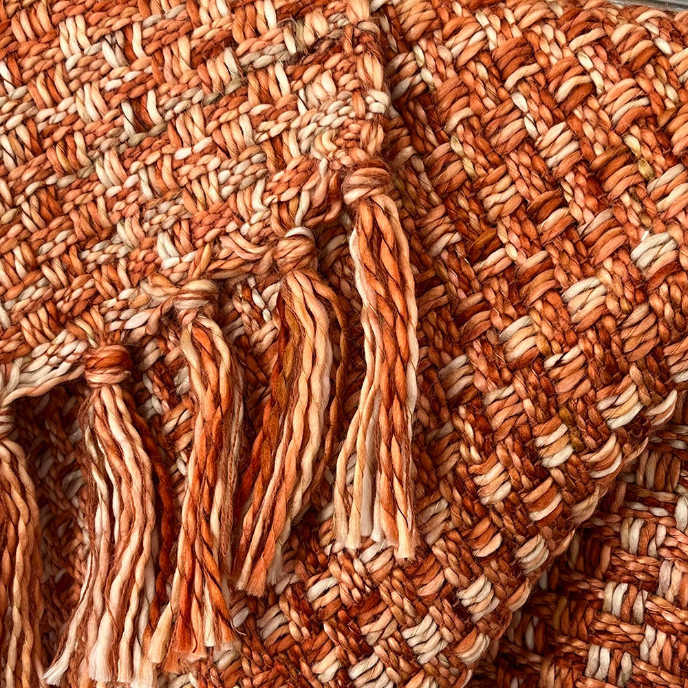 Malagoon throw basket weave - orange - 130x170cm