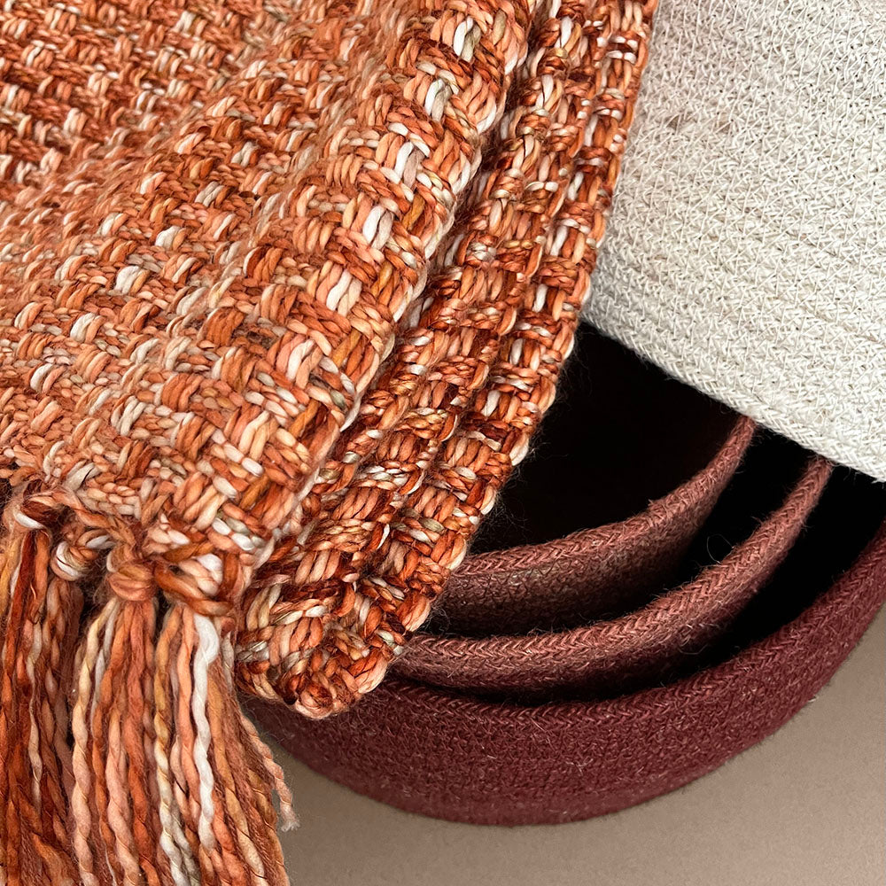 Malagoon throw basket weave - orange - 130x170cm