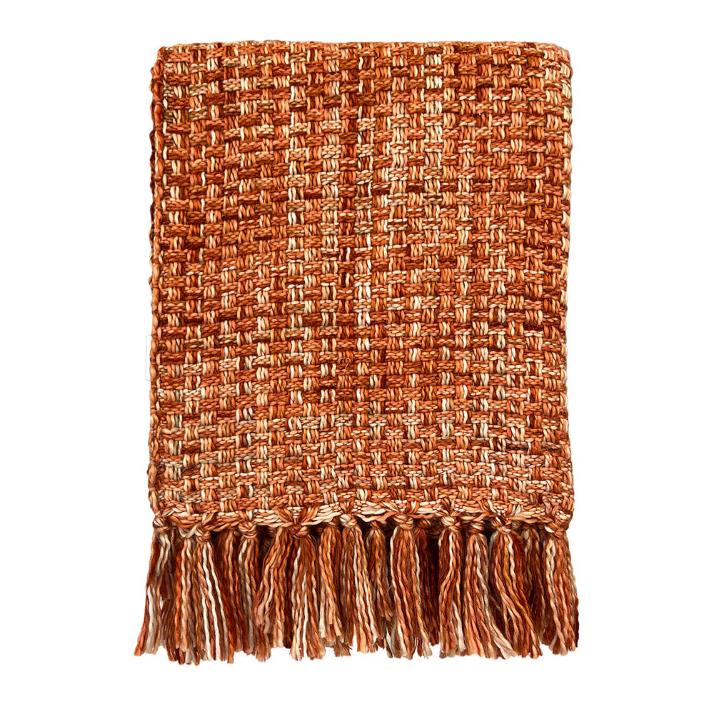 Malagoon throw basket weave - orange - 130x170cm