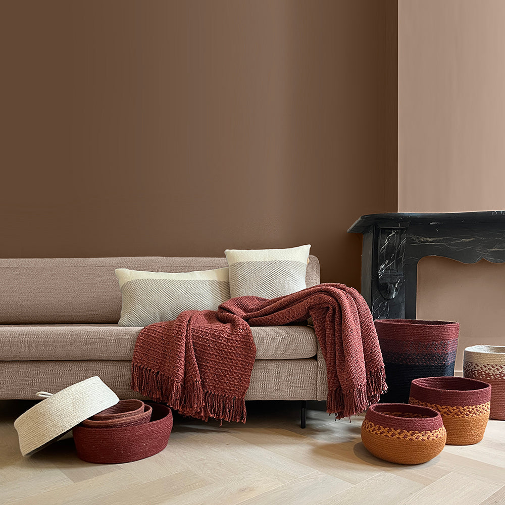 Malagoon throw Rustic - brick red mélange - 130x170cm 100% cotton
