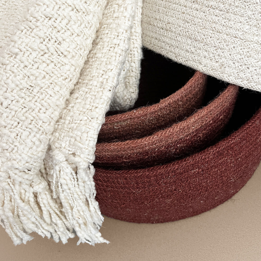 Malagoon Soft Bouclé Throw - off-white - 130x170cm 100% cotton