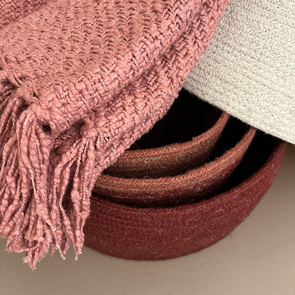 Malagoon Soft Bouclé throw - pink - 130x170cm 100% cotton