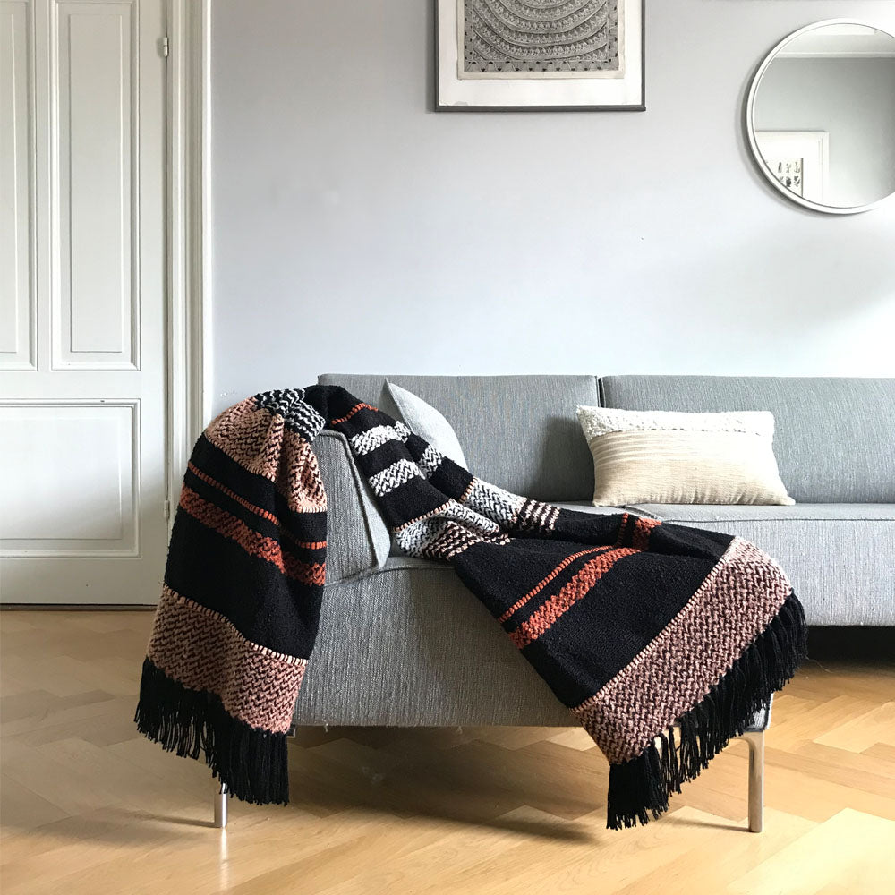 Malagoon throw Multicolour - black bouclé - 125x150cm