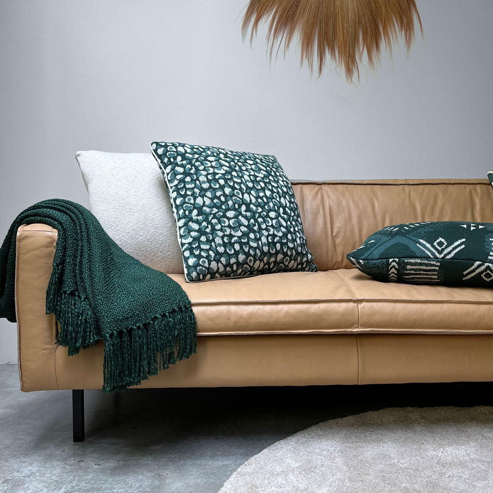 Malagoon cushion Primitive dot - green - 50x50cm 100% organic cotton