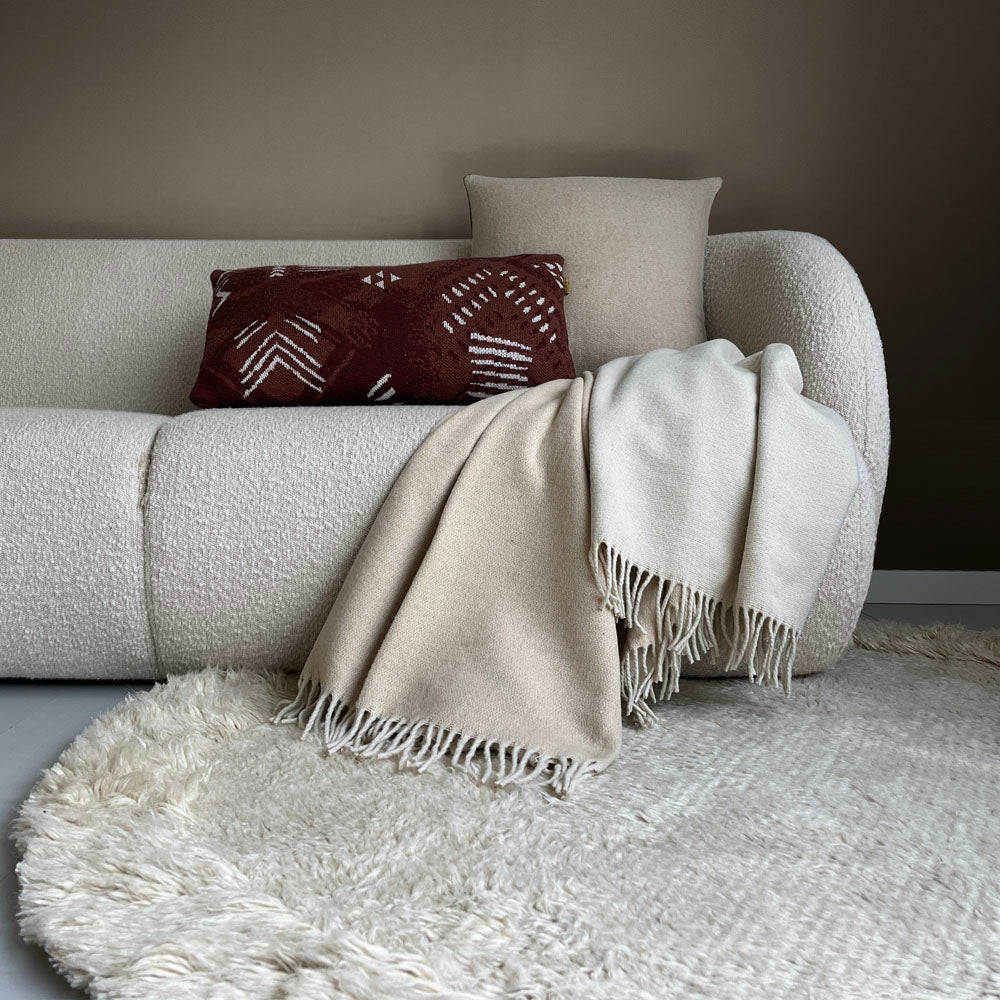Malagoon throw - beige reversible - 130x170cm recycled wool