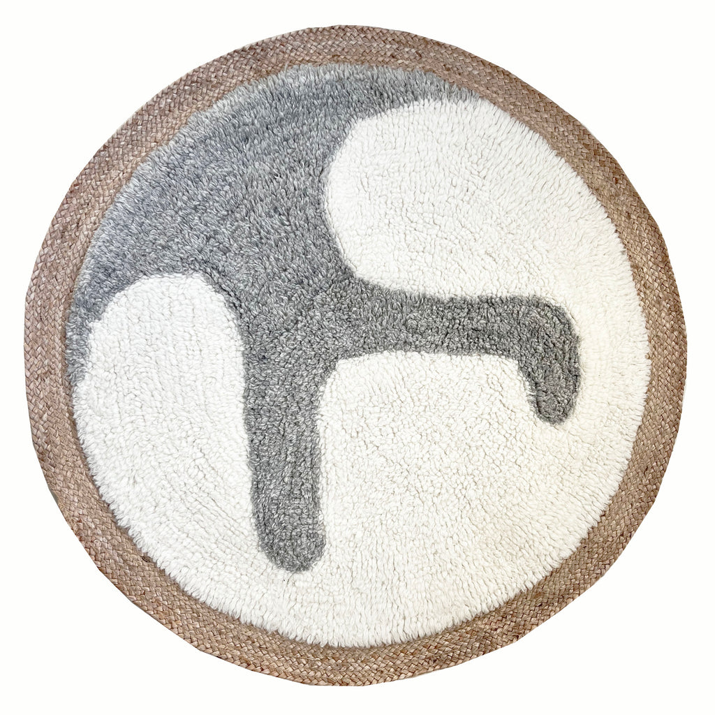 Malagoon rug Samba - off-white - Ø 120cm 100% wool, jute border