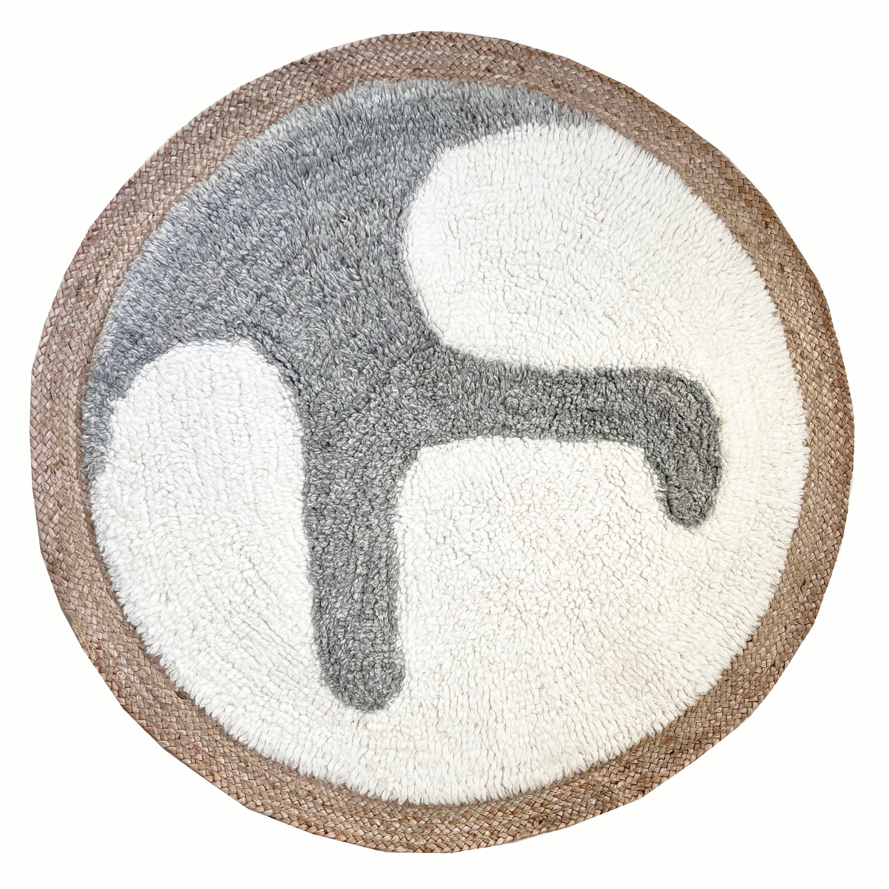 Malagoon rug Samba - off-white - Ø 120cm 100% wool, jute border