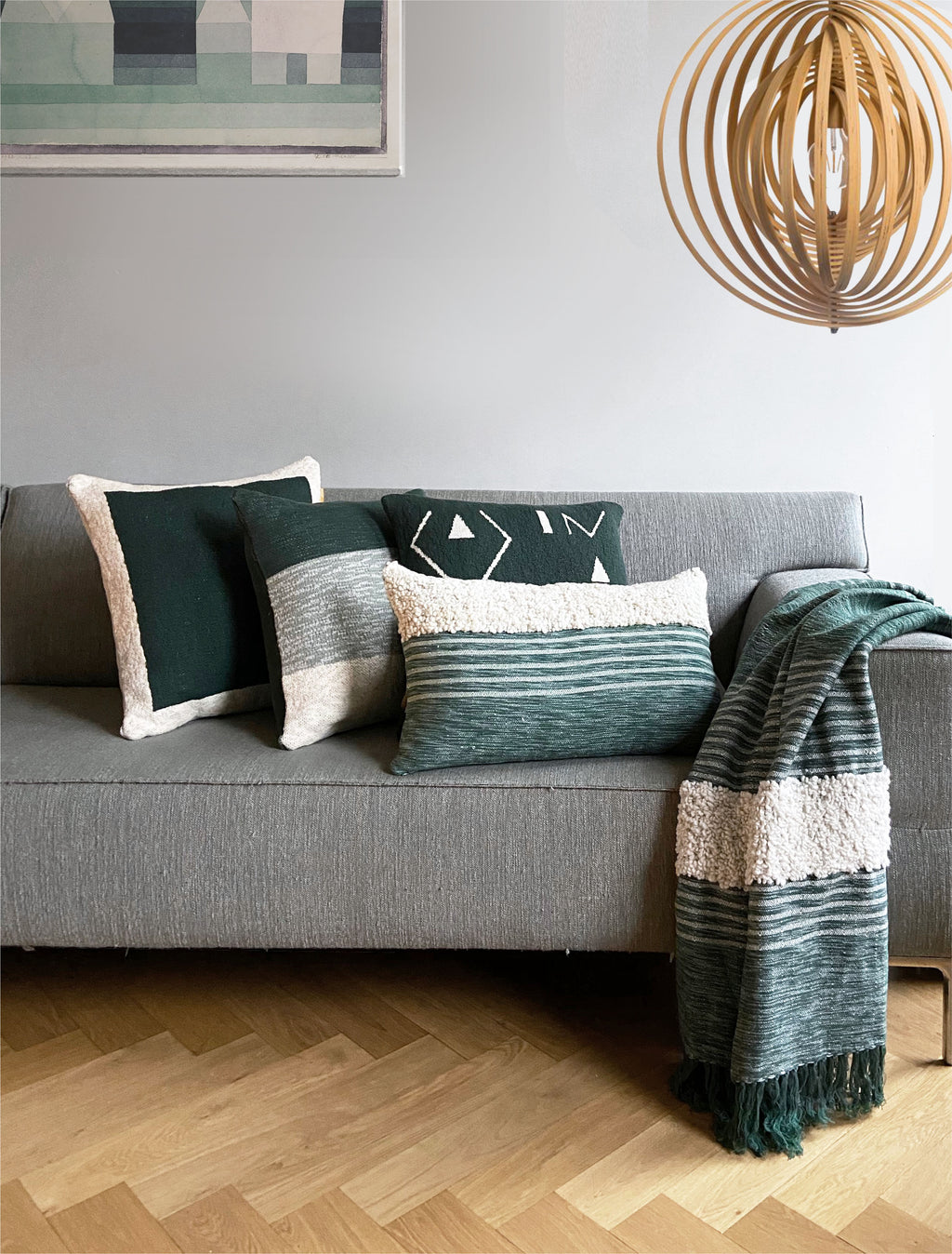 Malagoon Tribal throw - green melange - 125x150cm