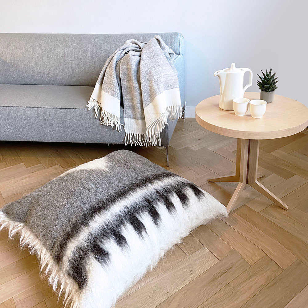 Malagoon floor cushion Triangle - shades of grey - 90x90cm 100% wool