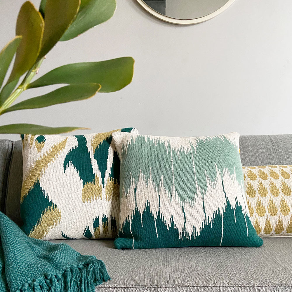 Malagoon Wave cushion - green - 50x50cm 100% organic cotton