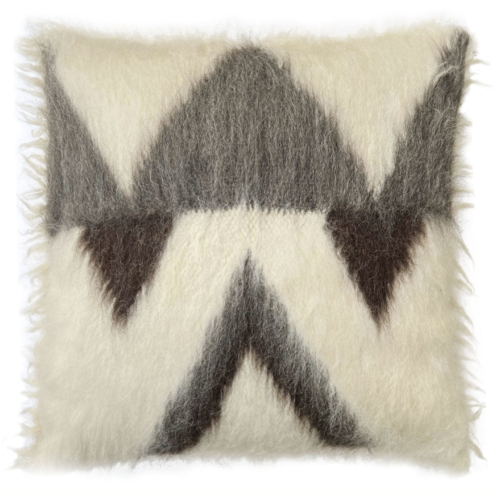 Malagoon floor cushion Zigzag – off-white, shades of grey – 90x90 cm, 100% wool